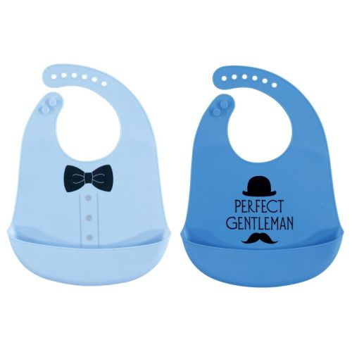 Hudson Baby Infant Boy Silicone Bibs 2pk, Perfect Gentleman, One Size