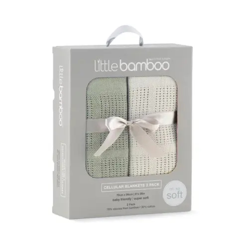 Little Bamboo 2 Pack Cellular Blanket Bayleaf | Baby Bunting AU