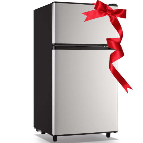 WANAI 3.5 Cu.ft Fridge with Freezer 2 Door Compact Refrigerator Adjustable Thermostat Silver New