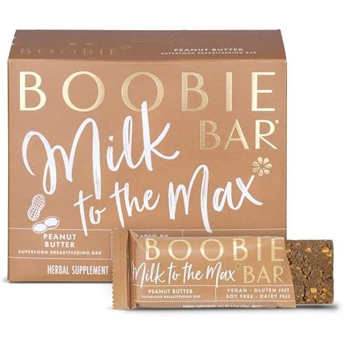 Boobie Bar Peanut Butter Lactation Bar | #1 Selling Lactation Snack Bars | Gluten Free & Vegan Lactation Snacks To Support Milk Supply Increase, 6 Bars (1 Box)