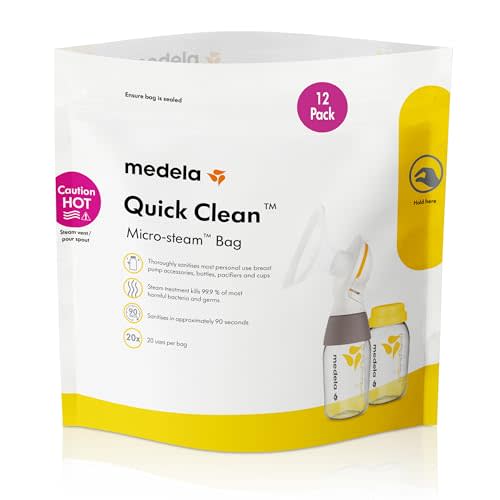 Medela Quick Clean Micro-Steam Bags for Bottles and Breast Pump Parts | 12 CT