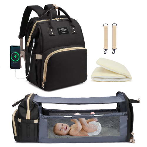 Multifunction Cycodo 5-in-1 Diaper Bag Backpack with Changing Station for Boys, Black