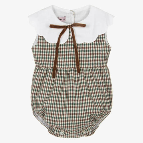 Phi Clothing - Baby Girls Brown Checked Shortie | Childrensalon
