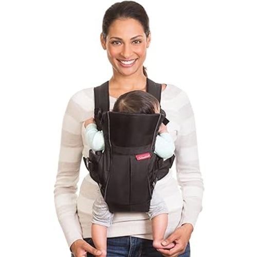 Infantino Swift Classic Carrier with Pocket, 2-Ways to Carry Carrier with Wonder Bib & Essentials Storage Front Pocket for Babies 8-25lb, Adjustable Strap, Black