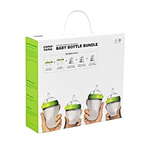 Comotomo Baby Bottle Bundle, Green, (7 Piece Set)