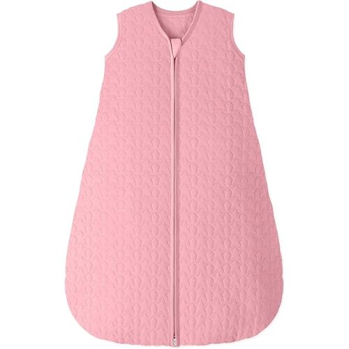 Unnivoll Baby Sleep Sack 0-6 Months 1.0 Tog Baby Wearable Blanket Cotton Sleeping Sack Quilted Baby Sleep Bag with 2-Way Zipper for Infant Newborn Pink