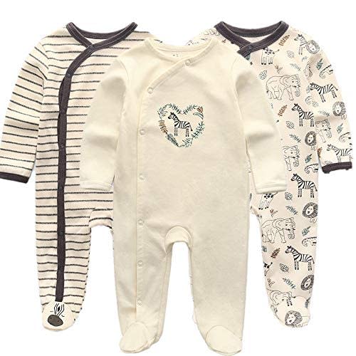 Kiddiezoom Baby and Toddler Boys'Snug Fit Footed One-Piece Romper Jumpsuit Cotton Cotton Footed Outfit