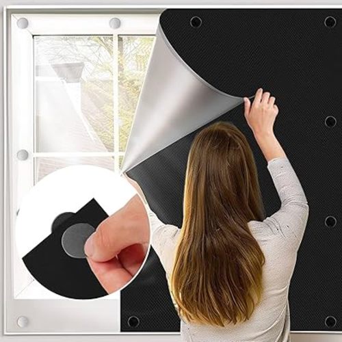 100% Blackout Window Cover No Drill Cuttable 157x57 inch Magnetic Black Out Windows Film Room Darkening Shades Traceless Removeable