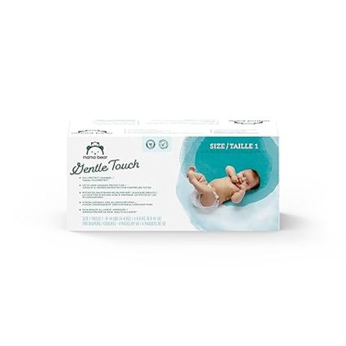 Amazon Brand - Mama Bear Gentle Touch Diapers, Size 1, 200 Count (4 packs of 50)