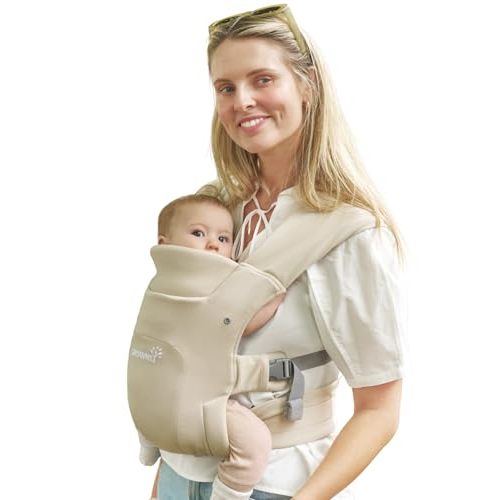 GROWNSY Baby Carrier Newborn to Toddler, Cozy Baby Wraps Carrier, Ergonomic Baby Carrier with Head Support, Cream