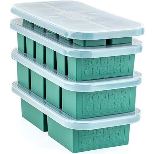 Souper Cubes Silicone Freezer Mold Gift Set, 2 Tbsp, 1/2, 1, & 2 Cup - Kale
