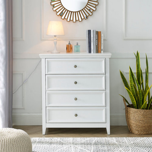 Winston Porter Farmhouse 4-drawer Chest - Tall Dresser With Storage For Bedroom Or Entryway | Wayfair