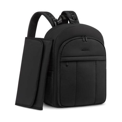 LOVEVOOK Diaper Bag Backpack for Moms, Lightweight Puffy Baby Bag with Changing Pad & Stroller Straps, Large Capacity Waterproof Travel Diaper Backpacks, Black