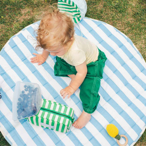 Large Baby Bottle Cooler Bag Insulated | Green Stripe - Storq by Kindred Bravely