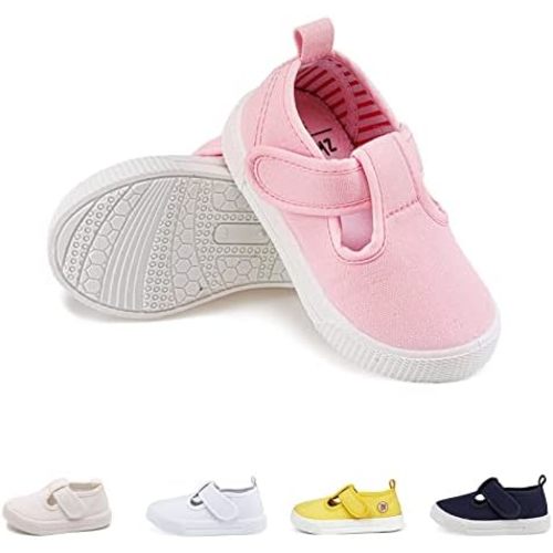 GENGASUN Toddler Boys Girls T-Strap Canvas Sneakers for Little Kids Classical Comfortable Mary Jane Canvas Flats, Non-Slip Casual Canvas Sneaker for Little Kids