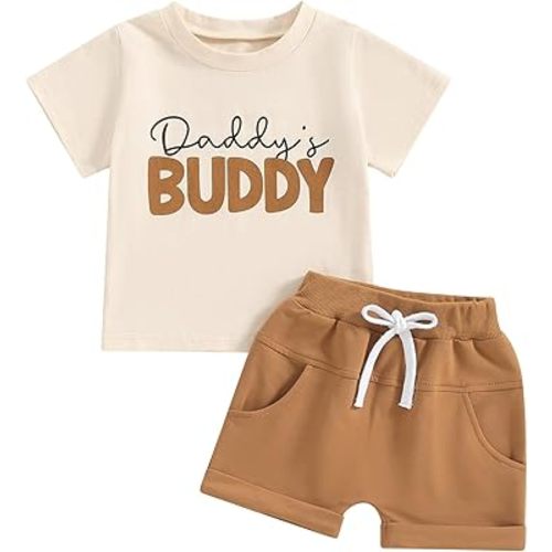 Baby Boy Summer Clothes Letter T-Shirt Tops Toddler Boys Outfit Elastic Waist Pockets Casual Cute Shorts Set