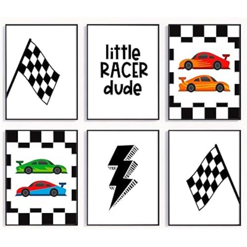 Pennclys Car Wall Art Boys Room Canvas Wall Decor Race Car Poster Boy Nursery Prints Toddler Room Wall Art Kids Nursery Artwork Playroom Car Art Pictures for Boy Bedroom 12x16x6 Inch Unframed