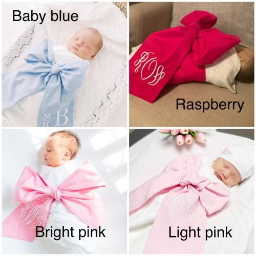 Personalized Swaddle Bow for Newborn Photography Keepsake – Monogrammed Baby Gift
