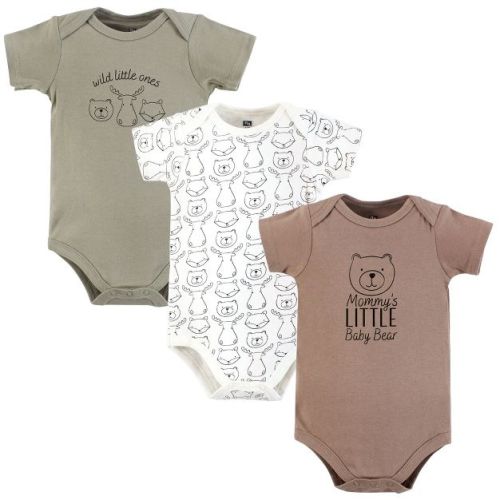 Hudson Baby Infant Boys Cotton Bodysuits 3-Pack, Mommys Baby Bear, 0-3 Months