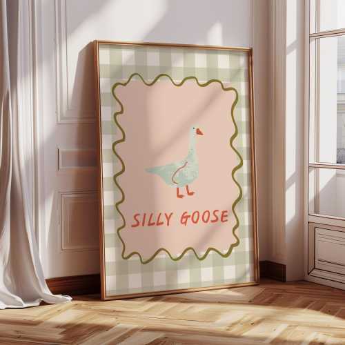 Silly Goose Nursery Print | Trendy Wall Art | Gender Neutral Baby Gift | Digital Download