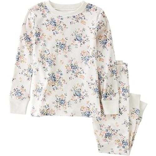 little planet by carter's Baby 2-Piece Pajamas Made with Organic Cotton, Vintage Blue Floral Print, 12M