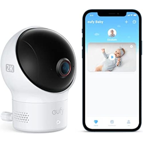eufy Baby Wi-Fi Baby Monitor 2K with Noise Detection, Night Vision, Room Temperature Detection, Camera, Easy Setup, User-Friendly App, Requires 2.4GHz Wi-Fi