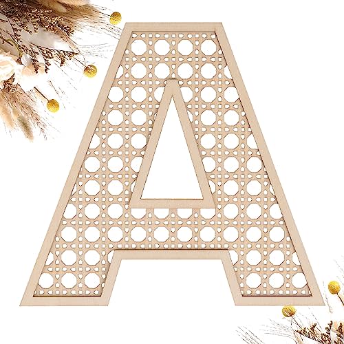 Wooden Rattan Letters 8 inch Wood Letters A for Wall Decor Crafts Boho Nursery Decor for Baby Shower Wedding Bedroom Name Signs Large Rustic Letter Home Decoration