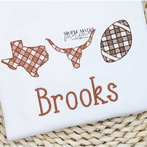 Gingham Texas Football Embroidery T-shirt/Bubble/Romper