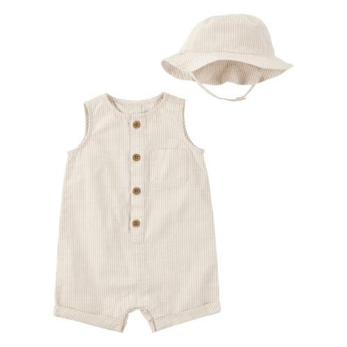Baby Striped Cotton Outfit Set - Tan - Carter's | Carter's