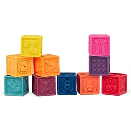 Amazon.com: B. toys – Baby Blocks – Stacking & Building Toys For Babies – 10 Soft & Educational Blocks- Numbers, Shapes, Colors, Animals- One Two Squeeze- 6 Months + : Toys & Games