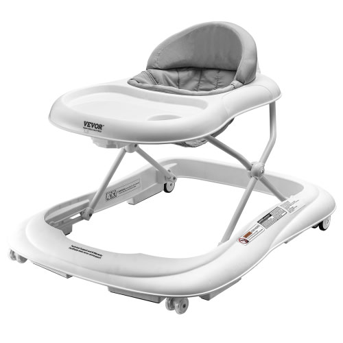 KFFKFF Baby Walker, Foldable Height Adjustable Baby Walker with Wheels, Infant Toddler Walker with Feeding Tray, Anti-Rollover Activity Walker Helper for Boy Girl 6-12 Months