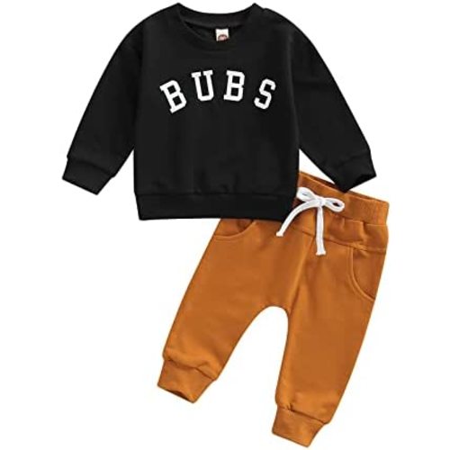Murnouche Toddler Baby Boy Fall Winter Outfits Letter Crewneck Sweatshirt Casual Pants 2Pcs Clothes Set
