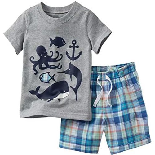 Toddler Boy Cotton Summer Short Sleeve T-Shirt and Short Set