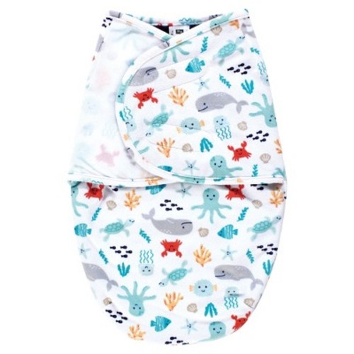 Hudson Baby Infant Boy Plush Faux Fur Swaddle Wrap, Sea Characters, 0-3 Months