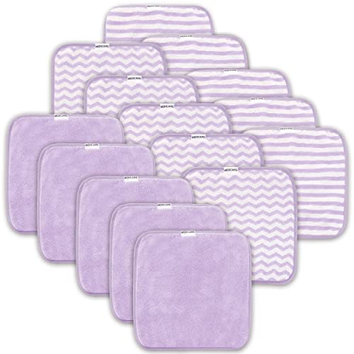 MOIICARE 15 Pack Baby Washcloths - Super Soft Absorbent Wash Cloths for Boy and Girl, Newborn Essentials Baby Clothes, Gentle on Sensitive Skin for Face and Body, 10" by 10", Purple
