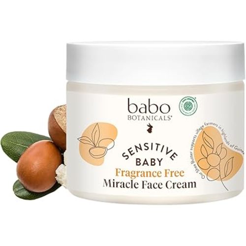 Babo Botanicals Sensitive Baby Fragrance-Free Miracle Cream - Face & Body Moisturizer - For Sensitive Skin - Calendula, Shea Butter, Coconut Oil - EWG Verified - Fragrance-Free - For Babies & Kids