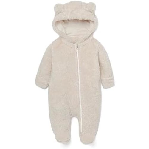 Baby Plush Long Sleeve Polar Fleece Jumpsuit With Bear Ears Baby Fleece Hooded Jumpsuit Infant Winter Outfit