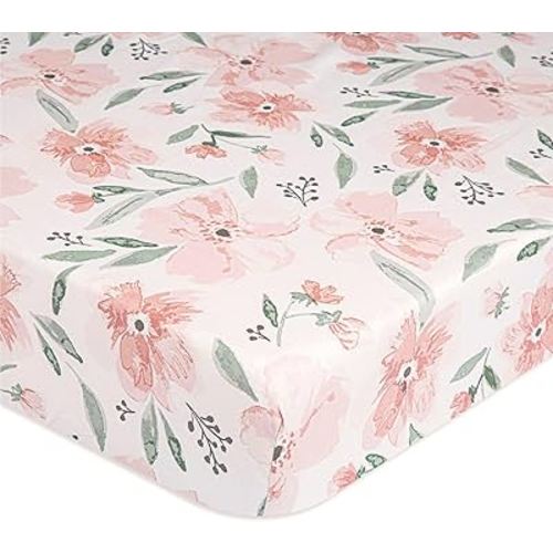 Amazon.com: Crane Baby Crib Sheet, Pink Floral Crib Sheets & Toddler Sheets, 100% Cotton Crib Sheets for Standard Crib Mattress, 28"x 52", Breathable Crib Sheets, Fitted Crib Sheets for Boys and Girls : Baby