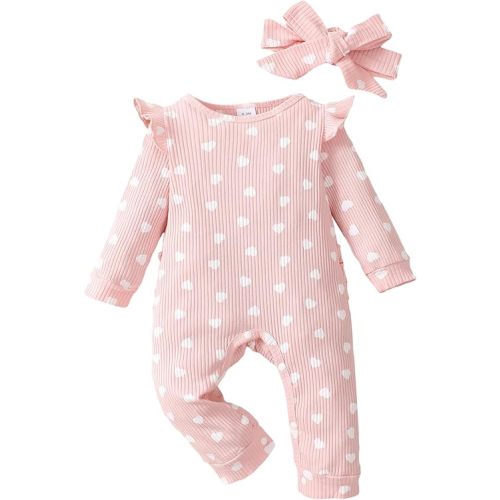 Newborn Baby Girl Clothes Romper Infant Long Sleeve Jumpsuit Bodysuit Preemie Ruffle Girl Romper Fall Winter Outfit