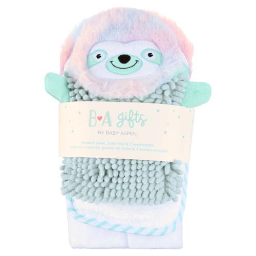 Baby Aspen Rainbow Sloth Bath Gift Set, 4 Pc