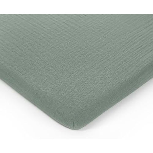 Comfy Cubs Muslin Bassinet Sheet - 100% Soft Cotton Fabric, Breathable & Gentle for Baby’s Sensitive Skin - Universal Fit with Secure Elastic Edging, Gift-Ready Packaging - Fern