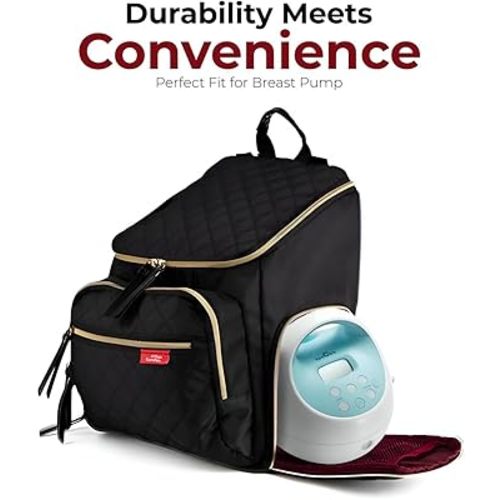 Backpack Diaper Bag – Large Diaper Bag Backpack, Stylish Baby Bag with Stroller Straps, Breast Pump Bag, Insulated Pockets, and Baby Changing Pad, Baby Travel Bag, Waterproof Backpack – Black