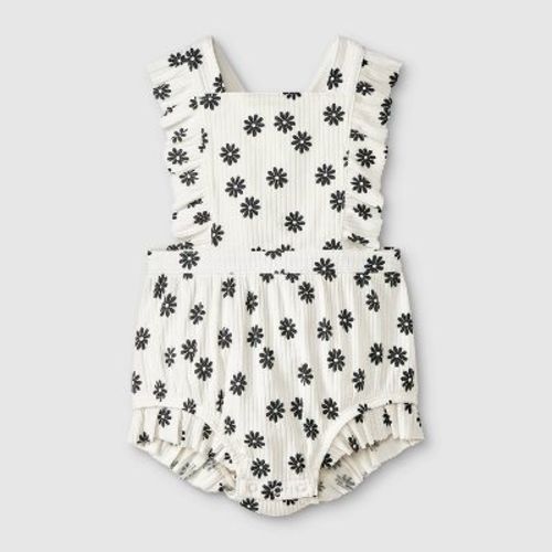 Baby Girls' Ruffle Romper - Cat & Jack™ Black/off-white 6M