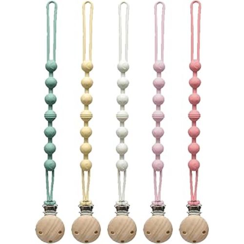Pacifier Clip for Boys Girls - MORIBOX 5 Pack Paci Clip Soothie Baby Binky Holder for Shower Gift Birthday
