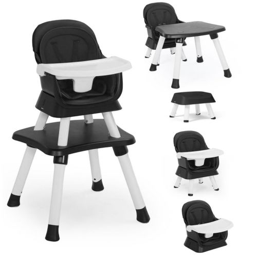 Kinder King 8 in 1 Baby High Chair, Coverts to Dining Booster Seat, Removable Tray & Double Seat Cover, Easy to Wipe