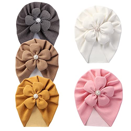 Huixiang Newborn Baby Hospital Hat Soft Cotton Toddler Kids Girl Head Wrap with Big Bow Cap