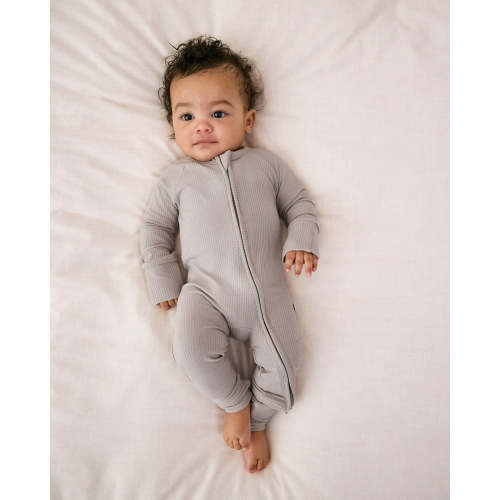 Dove Gray Ribbed Zippy – Little Sleepies