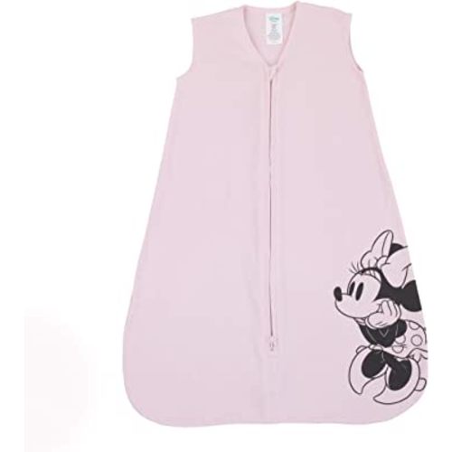 Disney Minnie Mouse 100% Cotton Knit Wearable Blanket, Pink/Black, Medium 6-12 Months