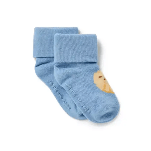 Baby Soft Sky Blue Baby Lion Foldover Sock by Janie and Jack