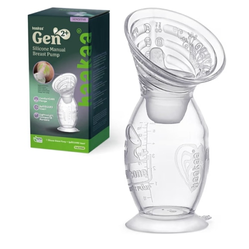 haakaa Gen.2 Plus Upgraded Manual Breast Pump, 5oz/150ml Multi-Ring ComfortCARE Sensitive Silicone Breast Pump with Stopper Set, Patent-Pending Design for Breastfeeding Moms